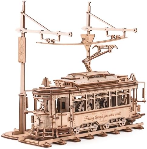 ROBOTIME Puzzle 3D en Bois pour Adultes - Tramway Classique avec Engrenages, Kit Maquette Décorative